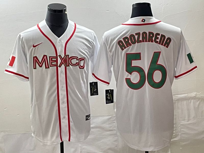 Men 2023 World Cub Mexico 56 Arozarena White green Nike MLB Jersey 10